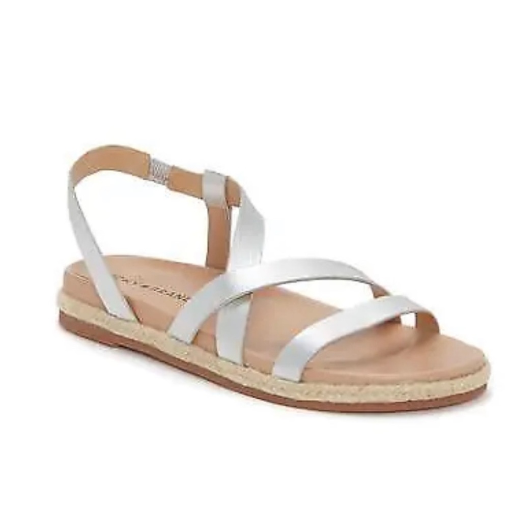 Lucky Brand Women's Darli Strappy Sandals Silver Leather Size 8.5/39